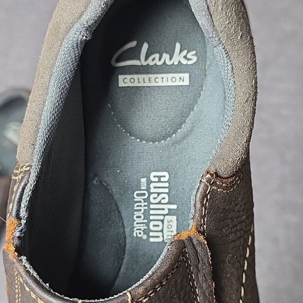 Clarks Cotrell Step Sneakers Mens sz 7 M Brown Leather Slip On Shoes Low Top - Picture 3 of 5